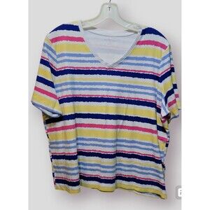 Kim Roger Striped V- Neck Top Size XL